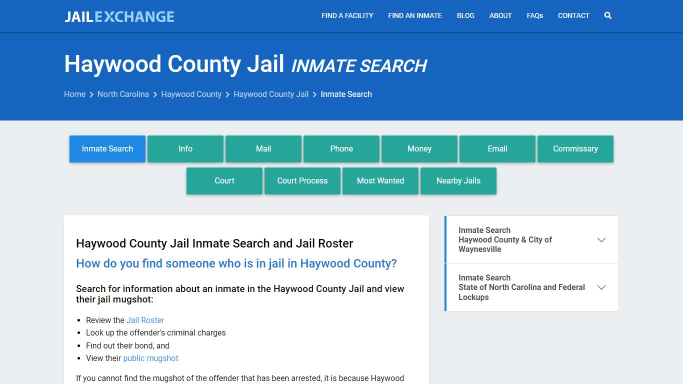 Inmate Search: Roster & Mugshots - Haywood County Jail, NC - Jail Exchange